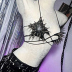 Women's Y2K Goth Top Emo Clothing Gothic Crop Tank Tops with Spikes Punk Rock for Teens Spiked Studded ALT Rave Festival Grunge