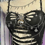 Women's Y2K Gothic Cross Crop Top Emo Grunge Punk Tank Egirl 90s Style Sexy Black Goth ALT T-Shirt for Festival Rave Party Wear