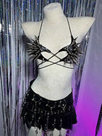 Women's Y2K Goth Top Emo Clothing Gothic Crop Tank Tops with Spikes Punk Rock for Teens Spiked Studded ALT Rave Festival Grunge