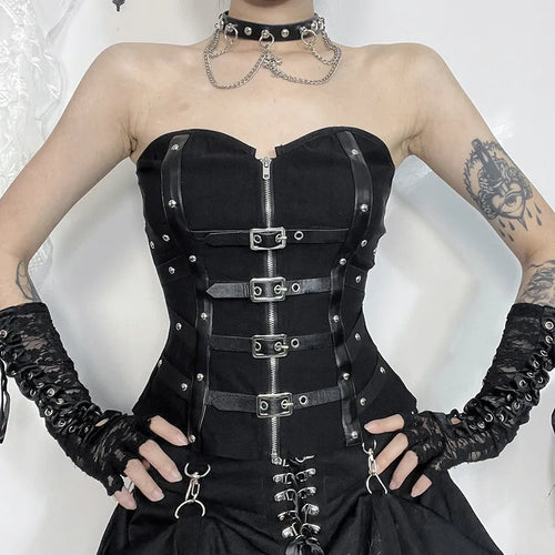 Leather Buckle Strapless Corset
