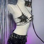 Women's Y2K Goth Top Emo Clothing Gothic Crop Tank Tops with Spikes Punk Rock for Teens Spiked Studded ALT Rave Festival Grunge