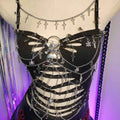 Women's Y2K Gothic Cross Crop Top Emo Grunge Punk Tank Egirl 90s Style Sexy Black Goth ALT T-Shirt for Festival Rave Party Wear