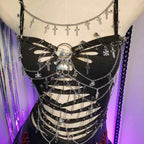 Women's Y2K Gothic Cross Crop Top Emo Grunge Punk Tank Egirl 90s Style Sexy Black Goth ALT T-Shirt for Festival Rave Party Wear