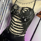 Women's Y2K Gothic Cross Crop Top Emo Grunge Punk Tank Egirl 90s Style Sexy Black Goth ALT T-Shirt for Festival Rave Party Wear