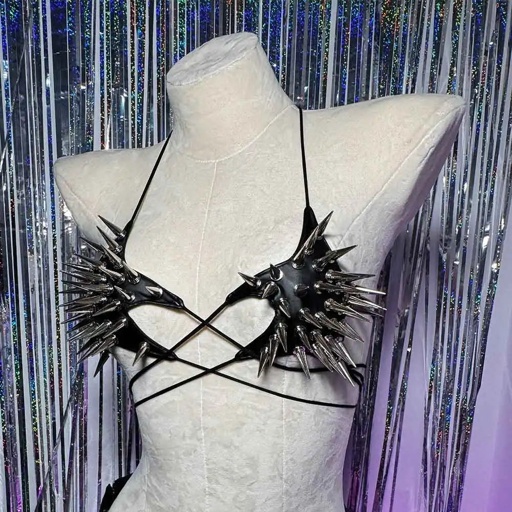 Women's Y2K Goth Top Emo Clothing Gothic Crop Tank Tops with Spikes Punk Rock for Teens Spiked Studded ALT Rave Festival Grunge