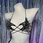 Women's Y2K Goth Top Emo Clothing Gothic Crop Tank Tops with Spikes Punk Rock for Teens Spiked Studded ALT Rave Festival Grunge