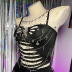 Women's Y2K Gothic Cross Crop Top Emo Grunge Punk Tank Egirl 90s Style Sexy Black Goth ALT T-Shirt for Festival Rave Party Wear