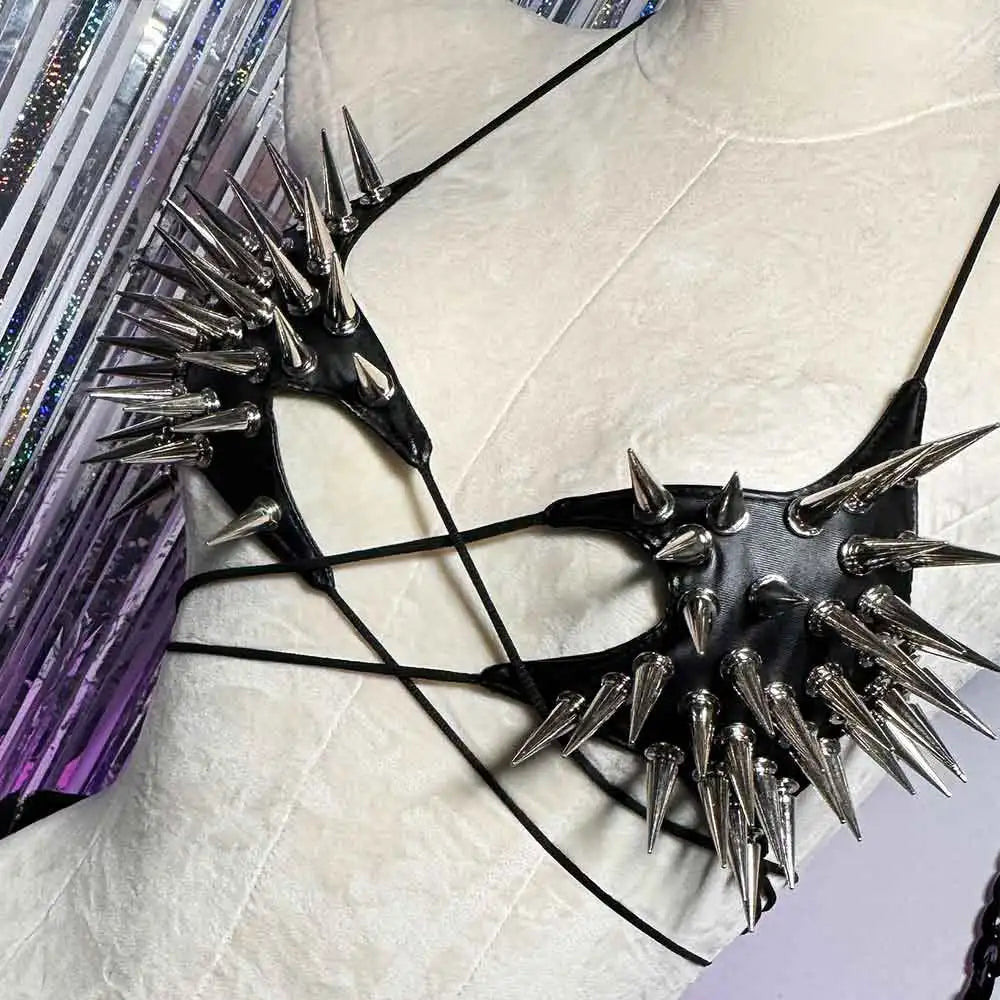 Women's Y2K Goth Top Emo Clothing Gothic Crop Tank Tops with Spikes Punk Rock for Teens Spiked Studded ALT Rave Festival Grunge