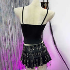 Women's Y2K Gothic Cross Crop Top Emo Grunge Punk Tank Egirl 90s Style Sexy Black Goth ALT T-Shirt for Festival Rave Party Wear