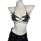 Women's Y2K Goth Top Emo Clothing Gothic Crop Tank Tops with Spikes Punk Rock for Teens Spiked Studded ALT Rave Festival Grunge