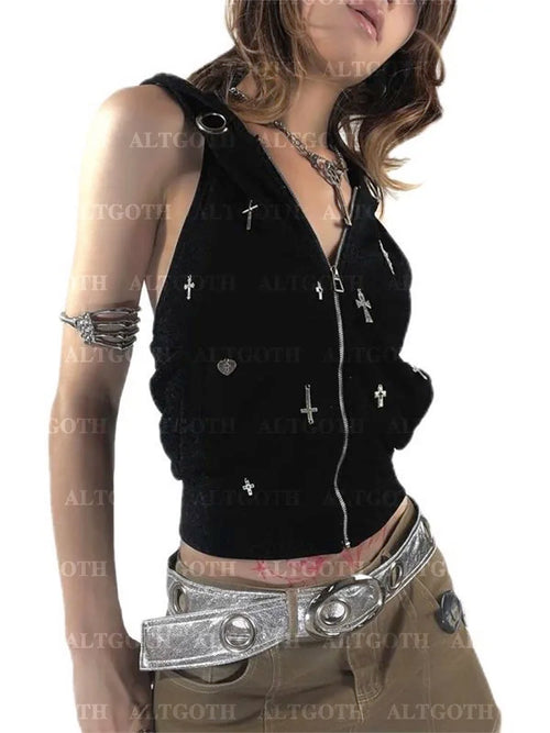 Cyberpunk Cross Hooded Top