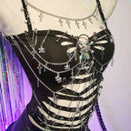 Women's Y2K Gothic Cross Crop Top Emo Grunge Punk Tank Egirl 90s Style Sexy Black Goth ALT T-Shirt for Festival Rave Party Wear