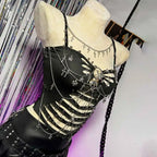 Women's Y2K Gothic Cross Crop Top Emo Grunge Punk Tank Egirl 90s Style Sexy Black Goth ALT T-Shirt for Festival Rave Party Wear